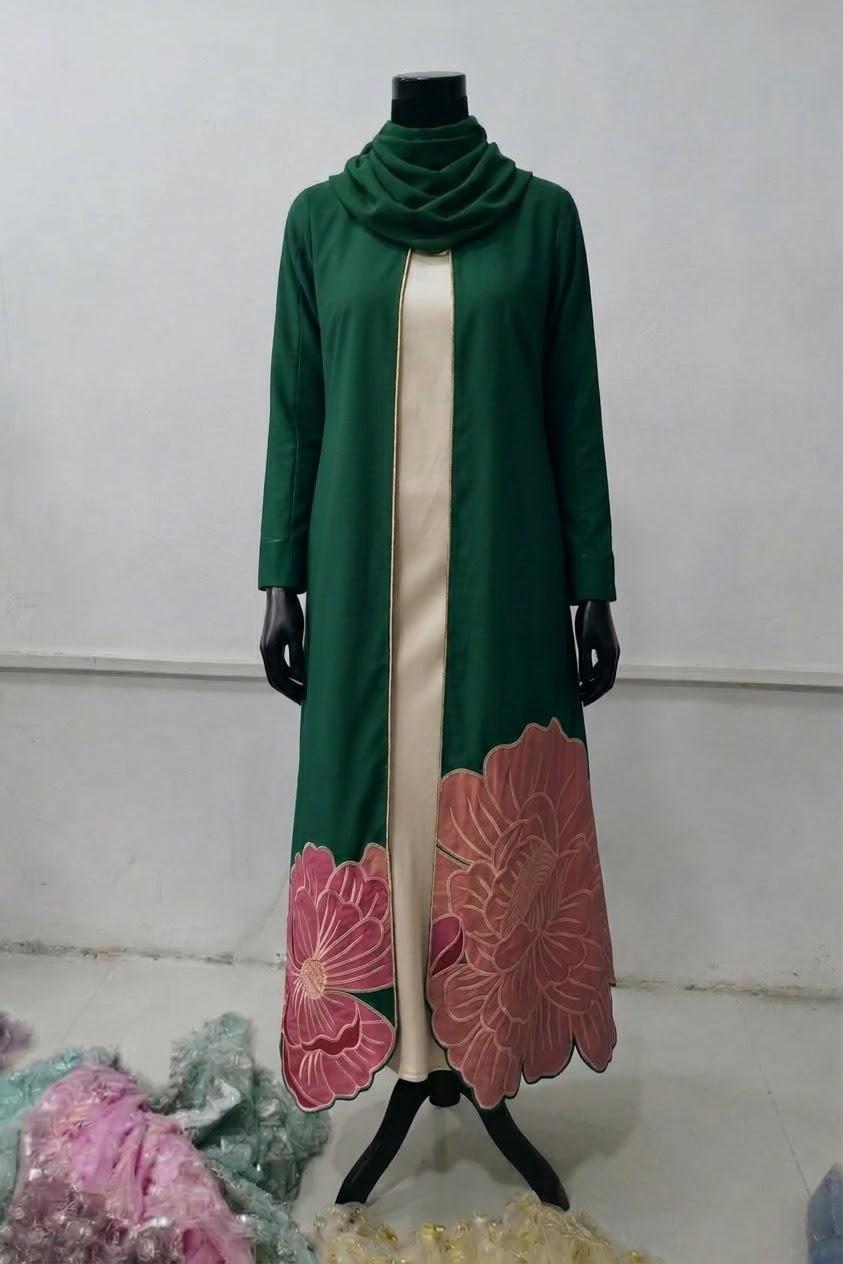 Blossom Green Abaya