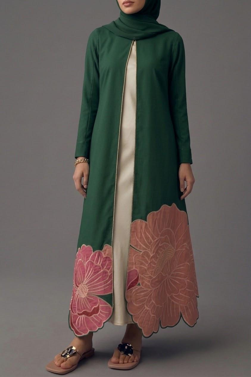 Blossom Green Abaya